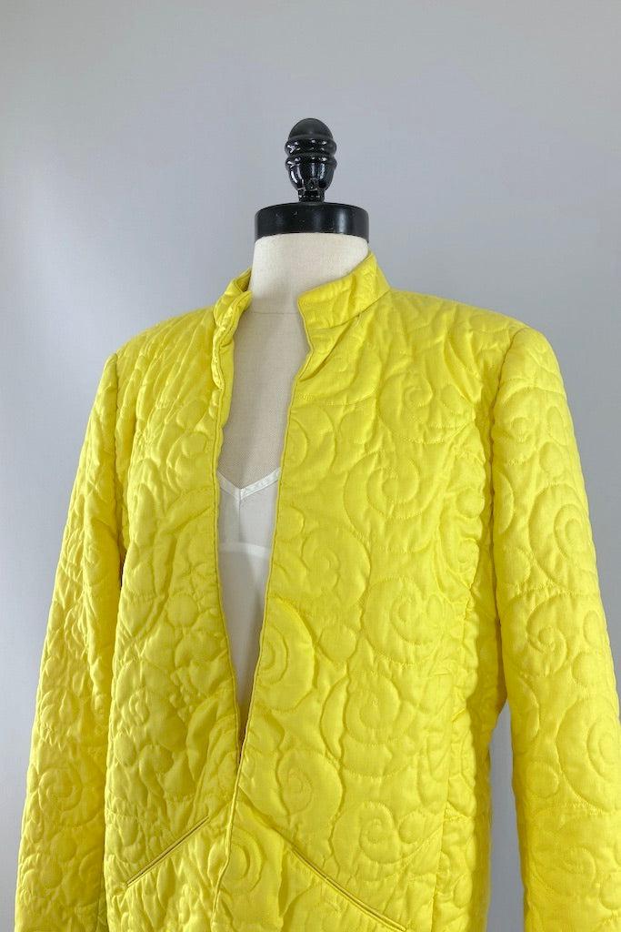 Vintage Saks Fifth Ave Yellow Quilted Jacket-ThisBlueBird