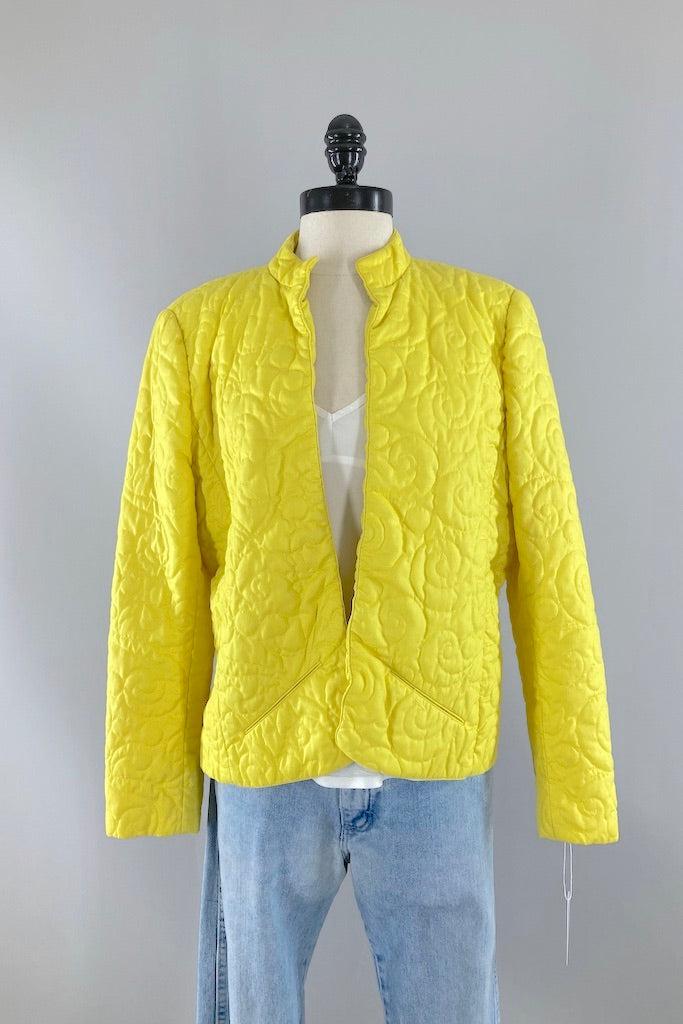 Vintage Saks Fifth Ave Yellow Quilted Jacket-ThisBlueBird