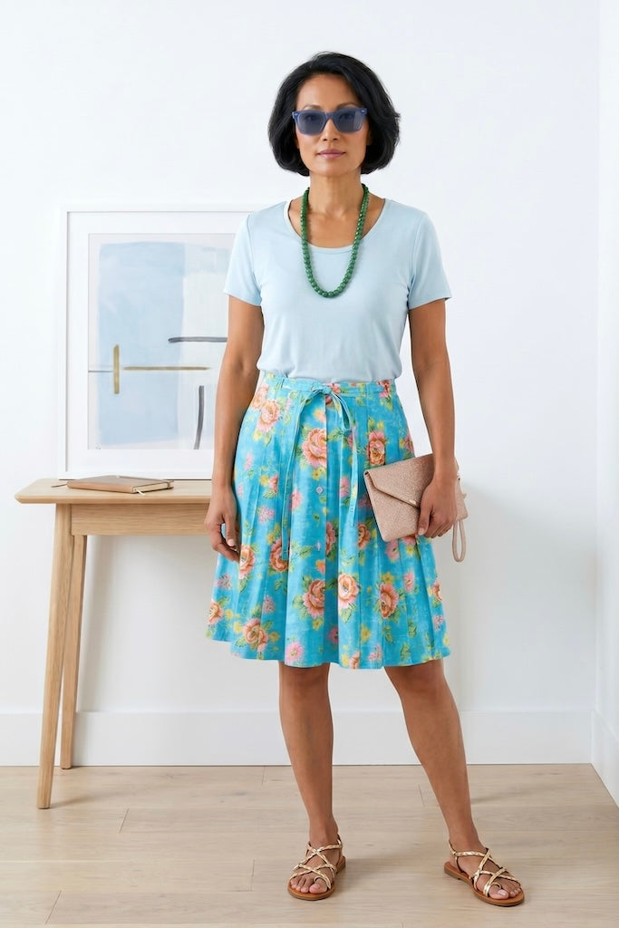 Vintage Sanibel Sport Floral Print Skirt-ThisBlueBird