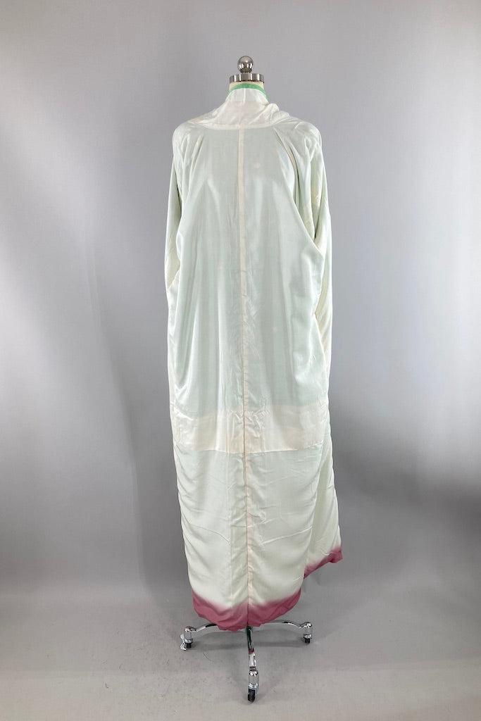 Vintage Sea Green Shibori Silk Kimono-ThisBlueBird