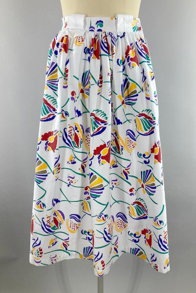 Vintage Seashell Print 80s Skirt-ThisBlueBird