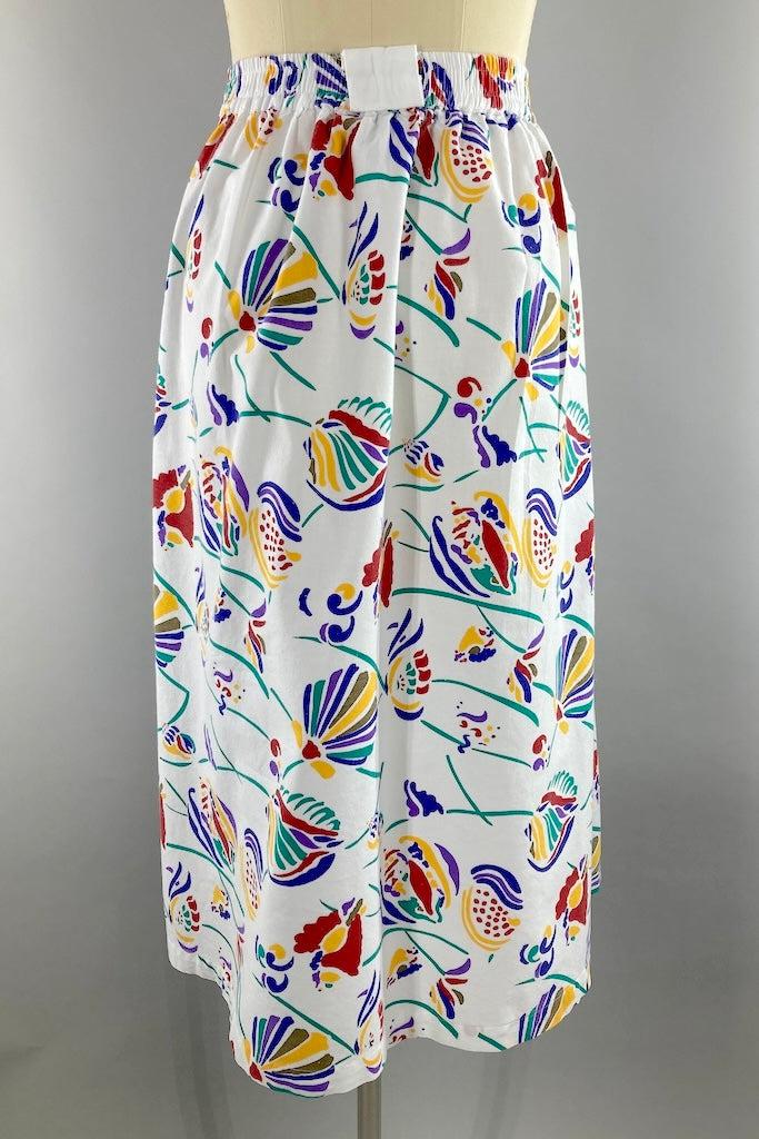 Vintage Seashell Print 80s Skirt-ThisBlueBird