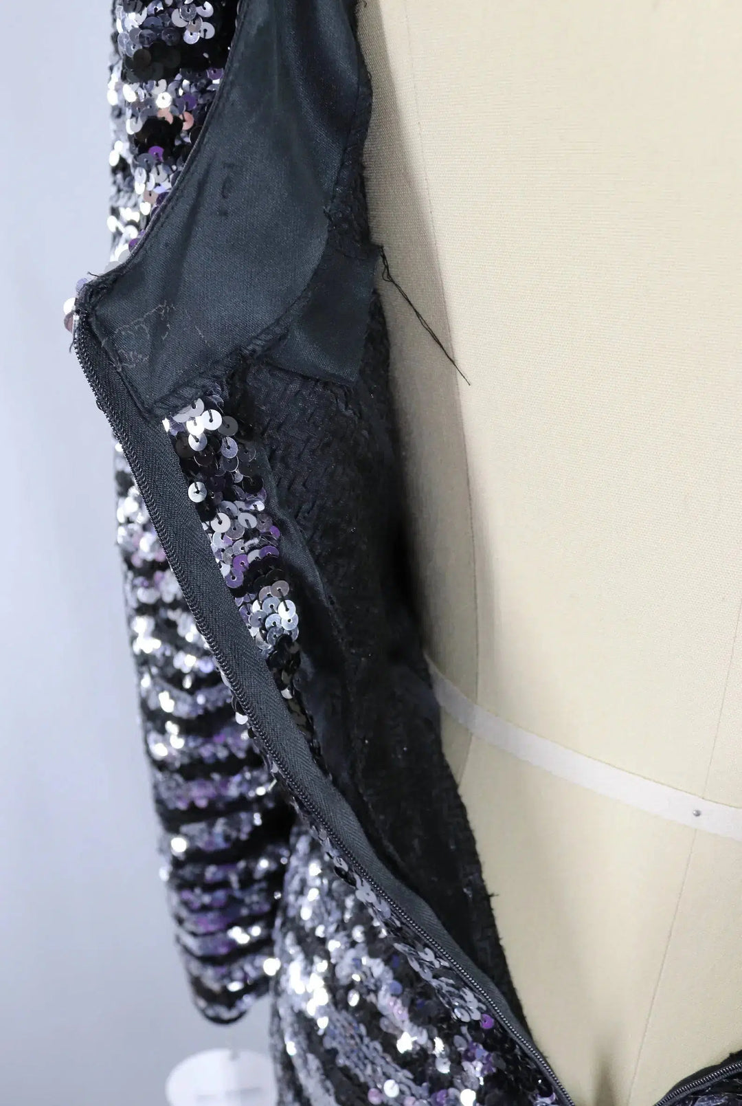 Vintage Sequined Black Evening Gown-ThisBlueBird