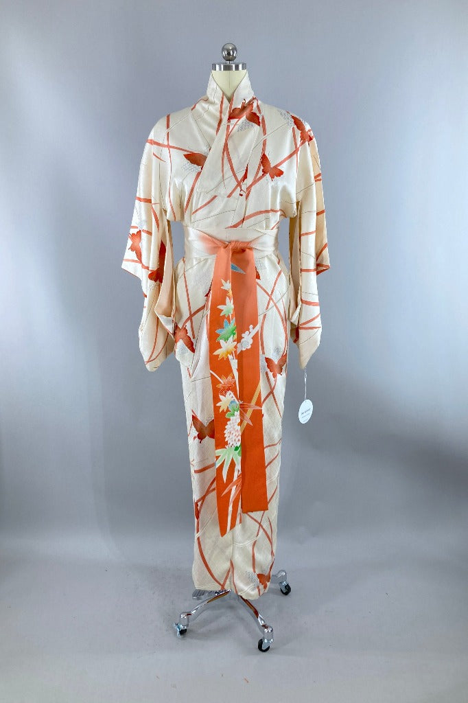 Vintage Silk Butterflies Kimono-ThisBlueBird