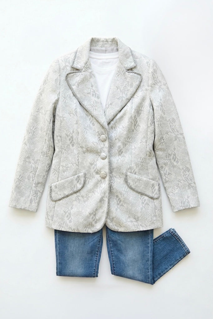 Vintage Silver Brocade Blazer-ThisBlueBird