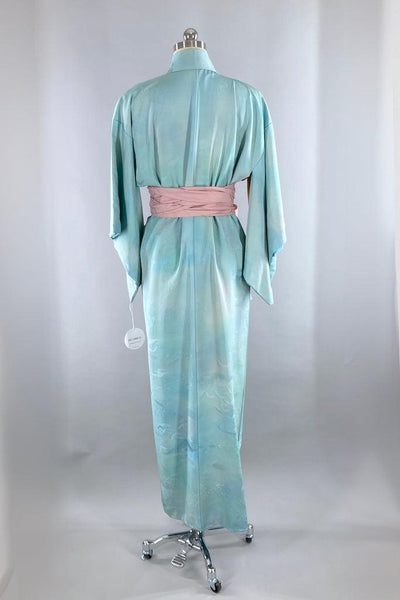 Vintage Sky Blue Ombre Silk Kimono-ThisBlueBird