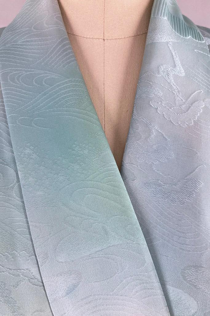 Vintage Sky Blue Ombre Silk Kimono-ThisBlueBird