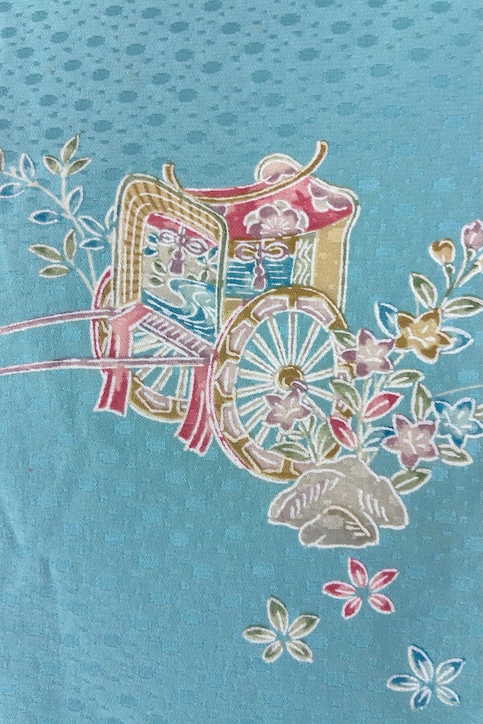 Vintage Sky Blue Silk Kimono Robe-ThisBlueBird