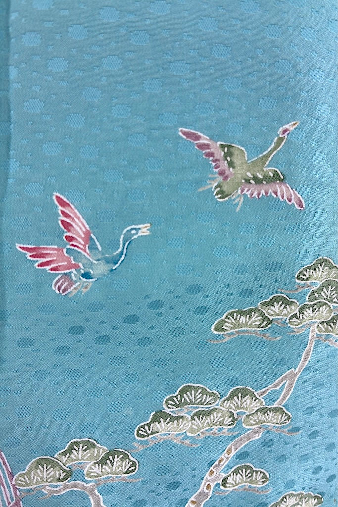 Vintage Sky Blue Silk Kimono Robe-ThisBlueBird