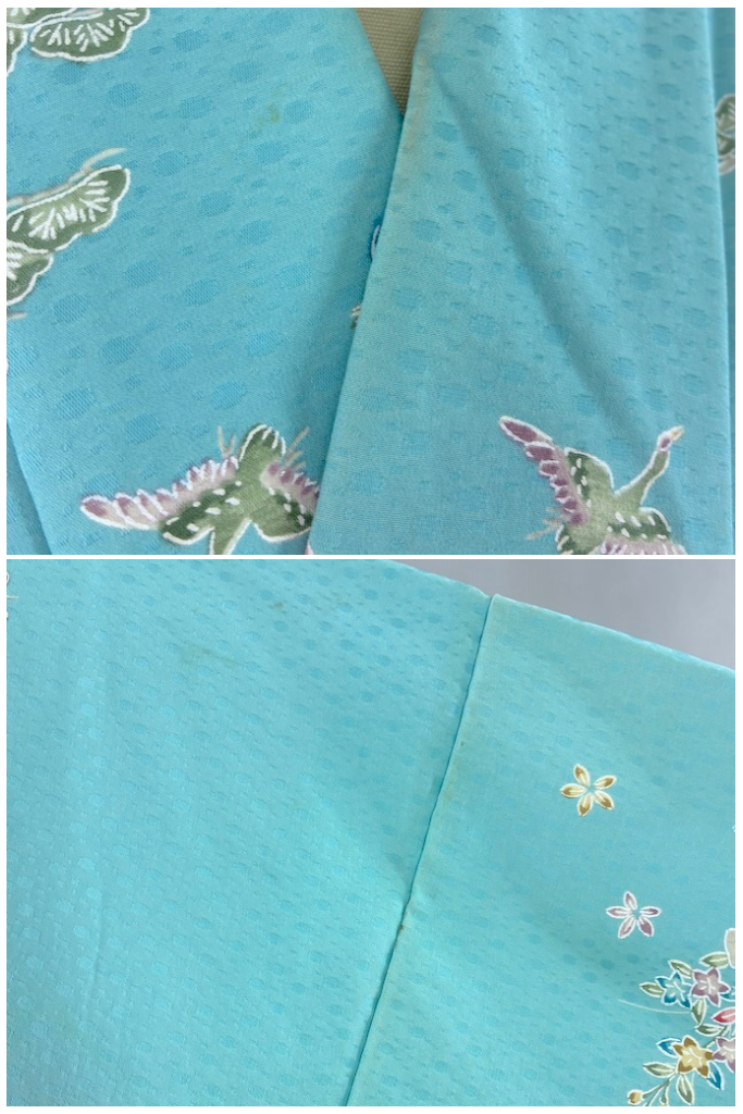 Vintage Sky Blue Silk Kimono Robe-ThisBlueBird