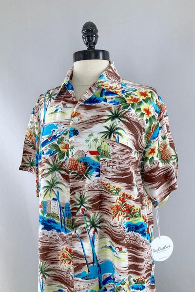 Vintage South Pacific Hawaiian Print Shirt-ThisBlueBird