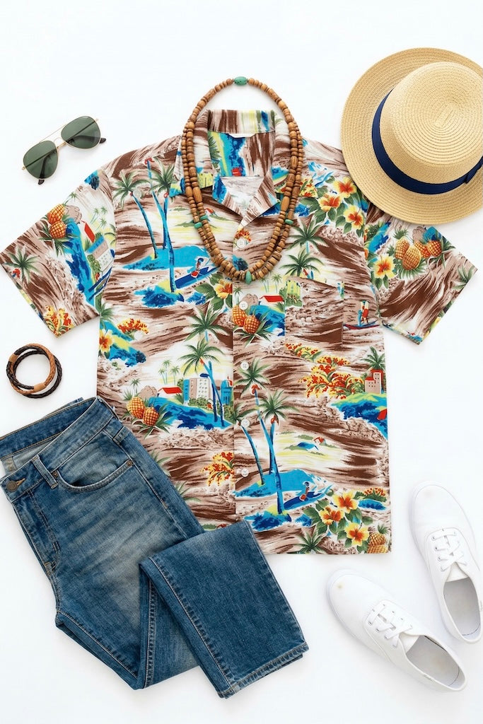 Vintage South Pacific Hawaiian Print Shirt-ThisBlueBird