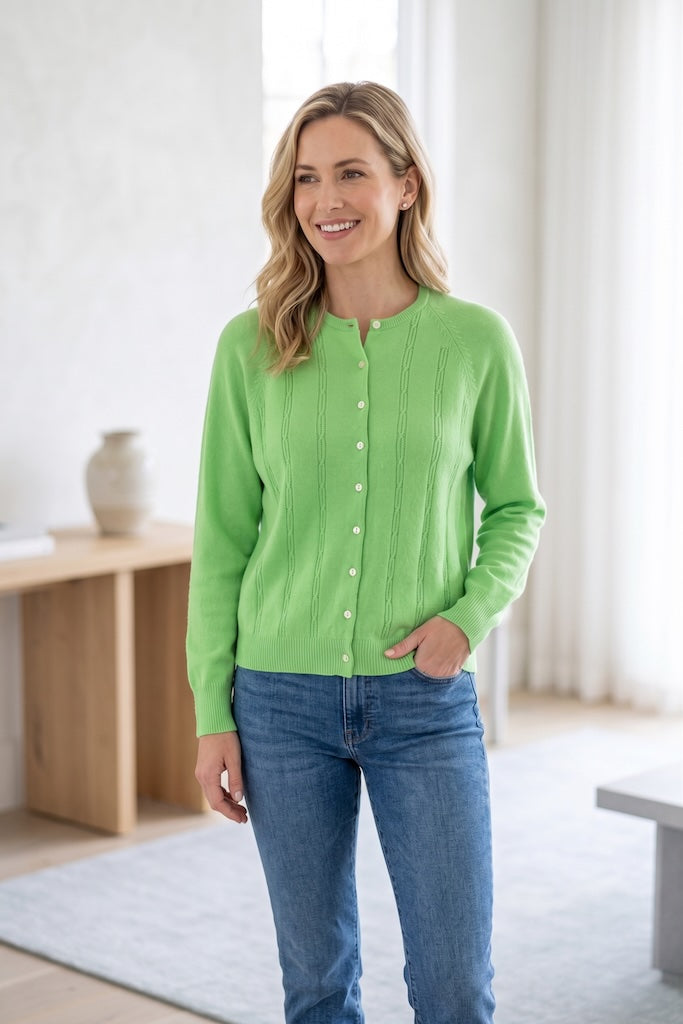 Vintage Spring Green Cardigan Sweater-ThisBlueBird