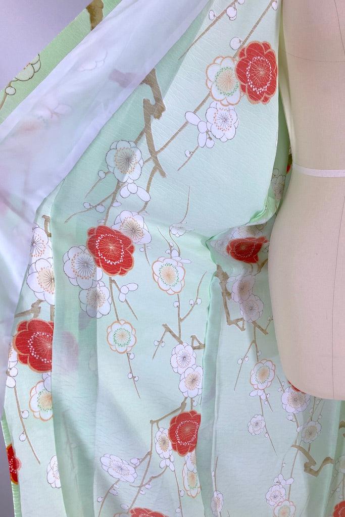 Vintage Spring Green Floral Kimono-ThisBlueBird