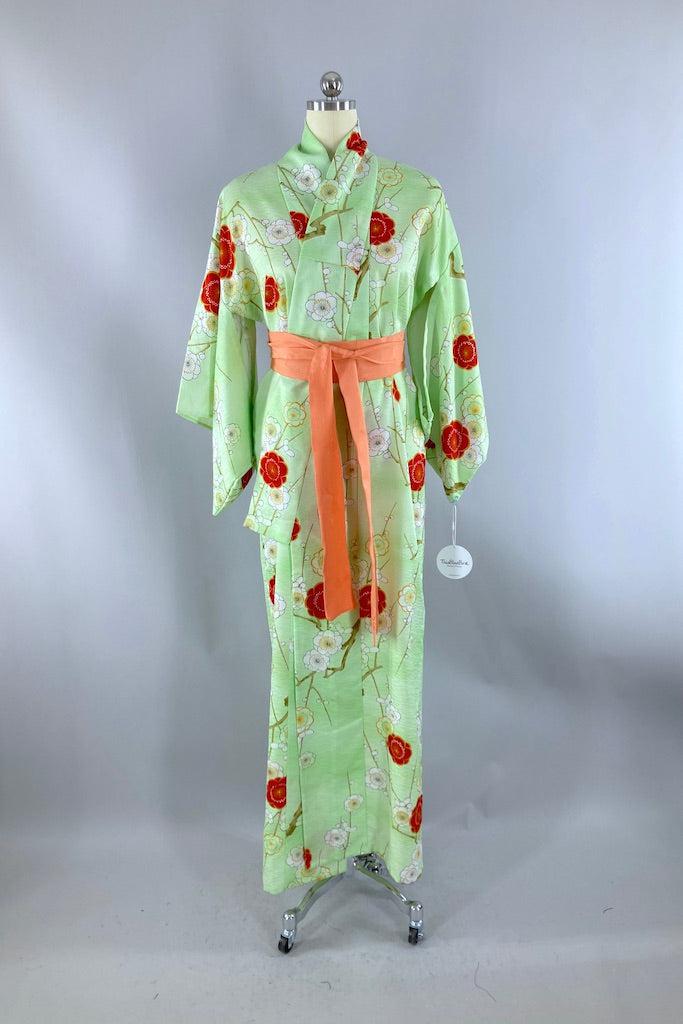 Vintage Spring Green Floral Kimono-ThisBlueBird