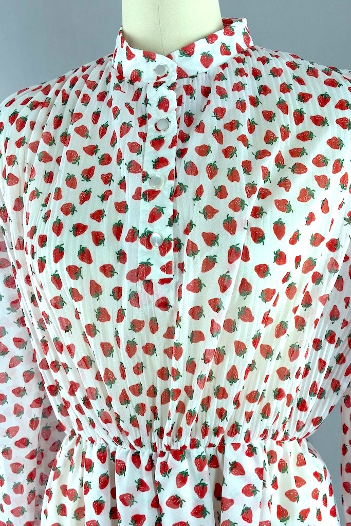 Vintage Strawberry Print Day Dress-ThisBlueBird