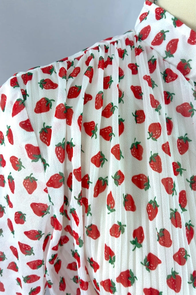 Vintage Strawberry Print Day Dress-ThisBlueBird