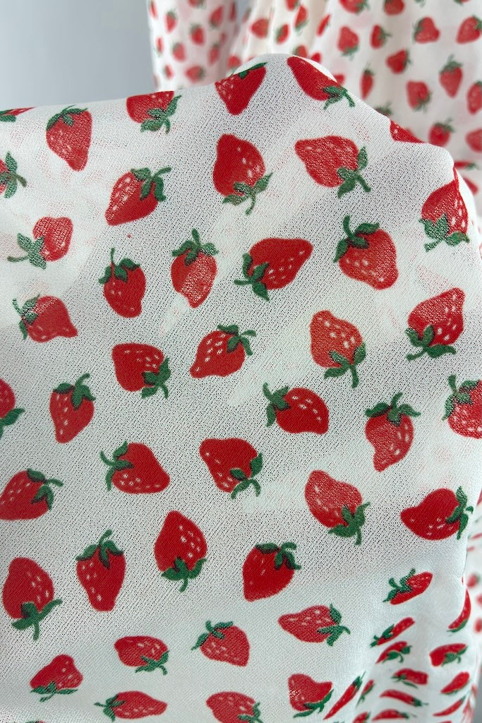 Vintage Strawberry Print Day Dress-ThisBlueBird