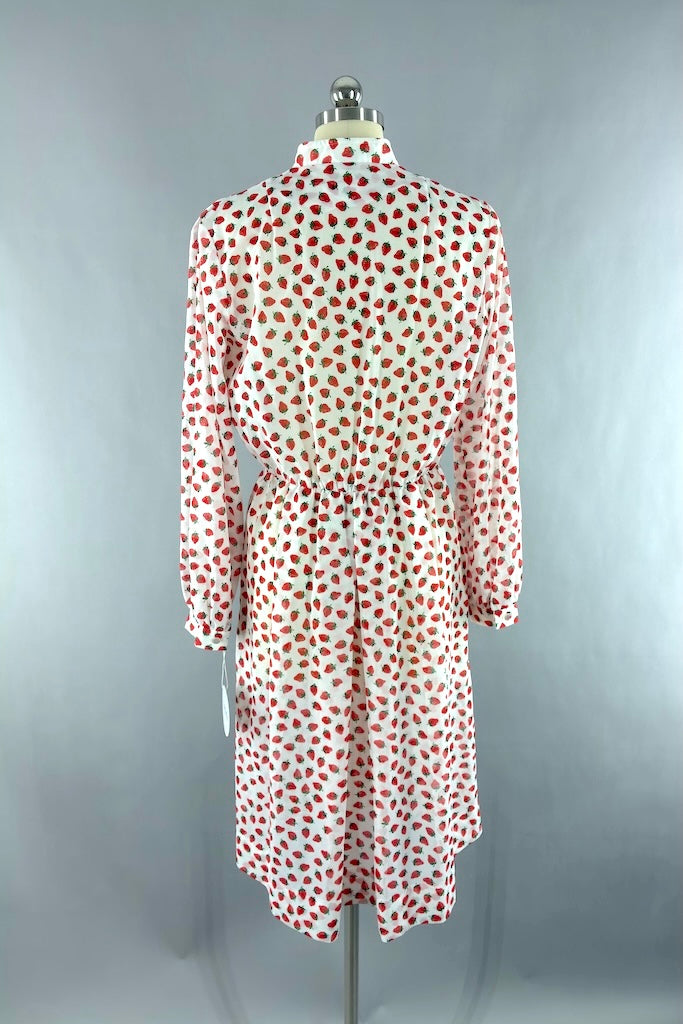 Vintage Strawberry Print Day Dress-ThisBlueBird