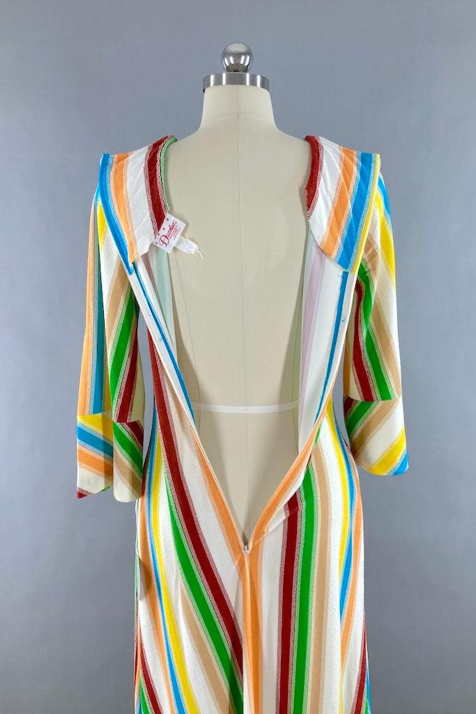 Vintage Striped Terry Caftan Dress-ThisBlueBird