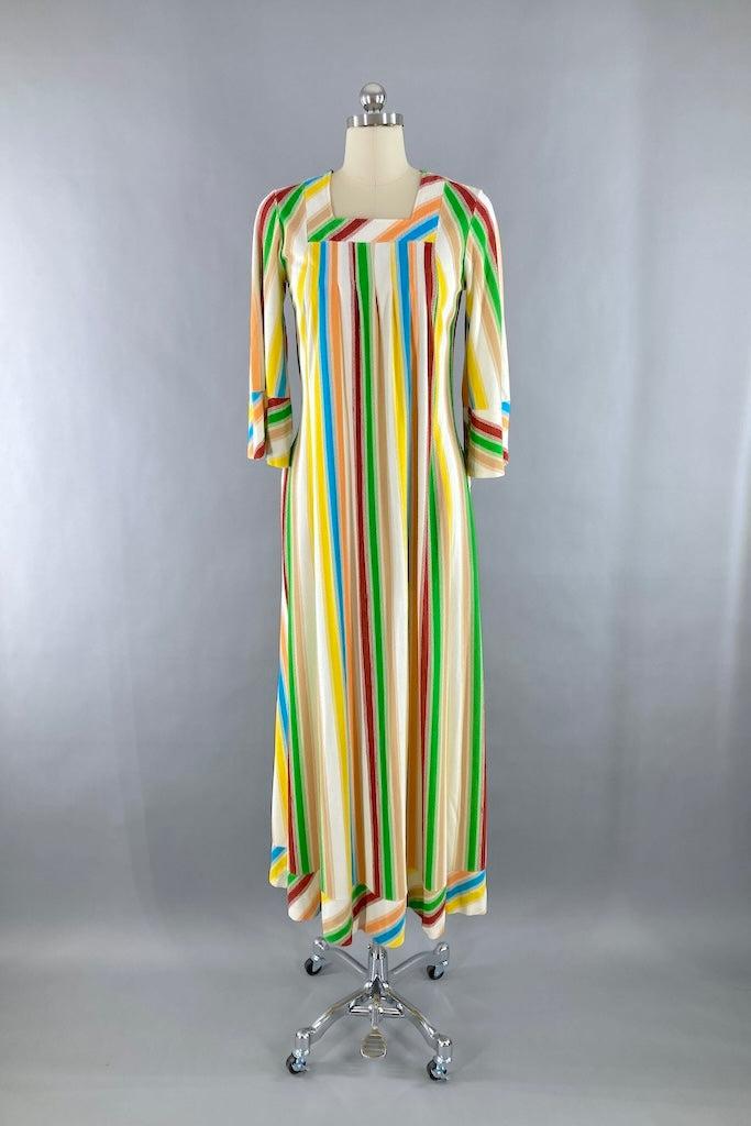 Vintage Striped Terry Caftan Dress-ThisBlueBird
