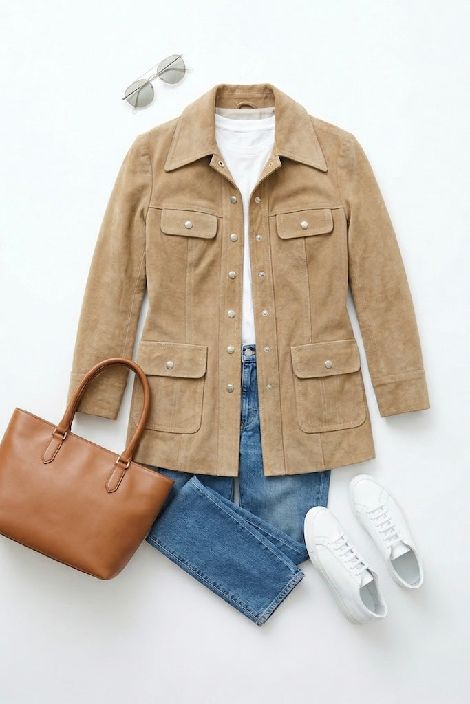 Vintage Tan Suede Jacket-ThisBlueBird