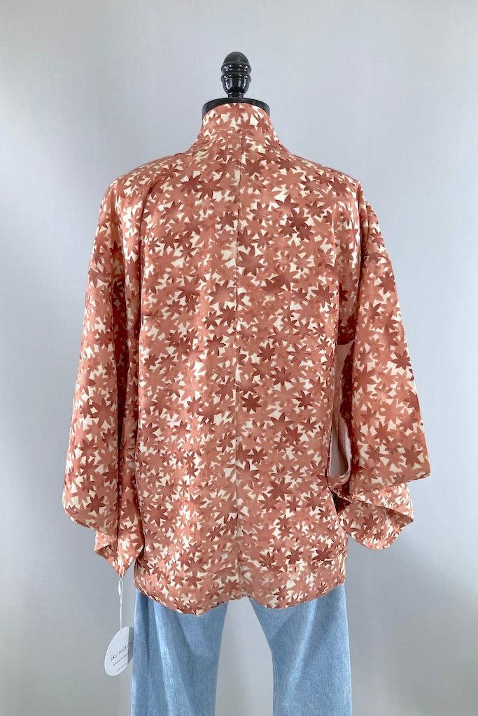 Vintage Terra Cotta Leaves Kimono Cardigan-ThisBlueBird