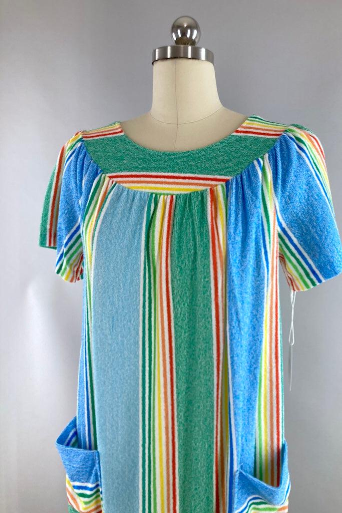 Vintage Terry Cloth Caftan Dress-ThisBlueBird