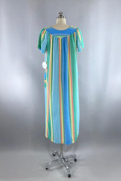 Vintage Terry Cloth Caftan Dress-ThisBlueBird