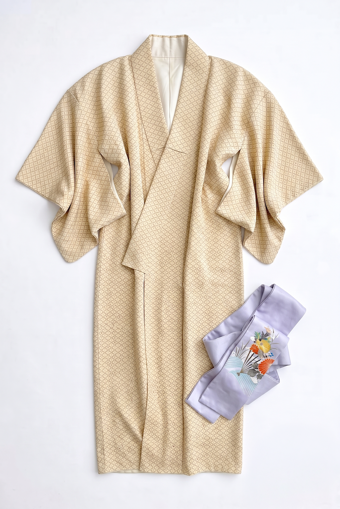 Vintage Tiny Fans Kimono Robe Robe-ThisBlueBird