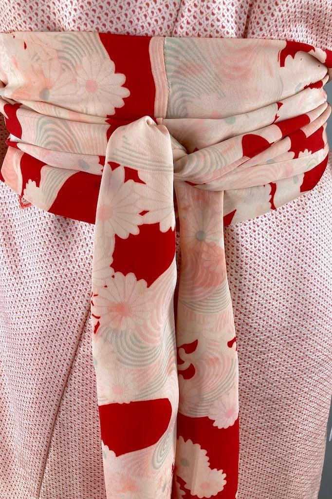 Vintage Tomato Red Shibori Print Kimono-ThisBlueBird