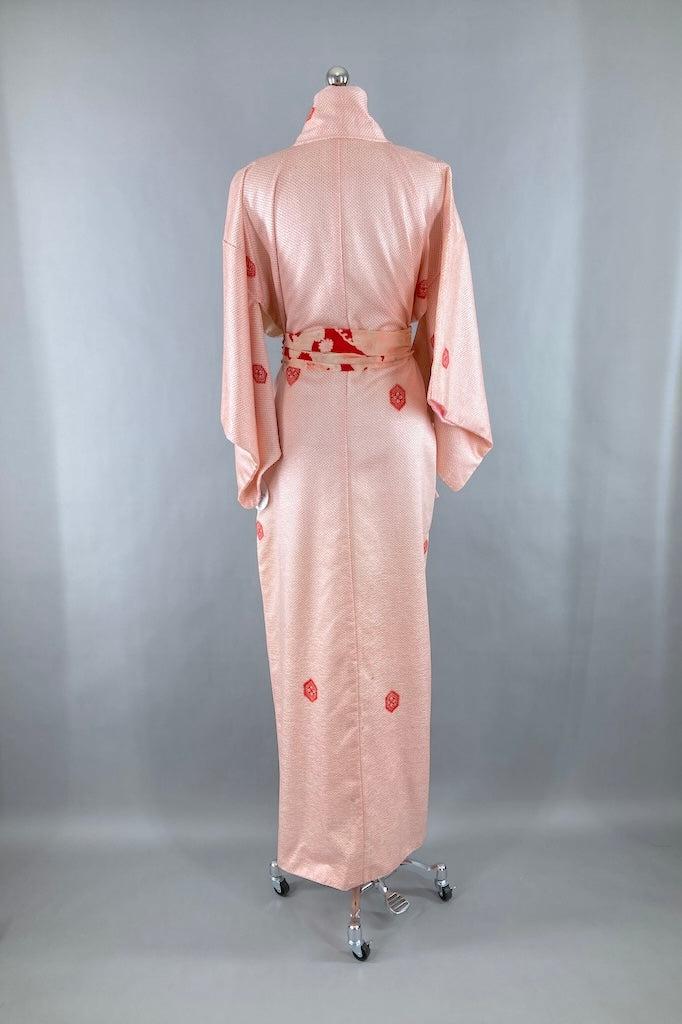 Vintage Tomato Red Shibori Print Kimono-ThisBlueBird