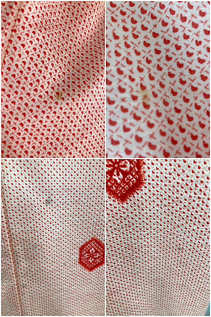Vintage Tomato Red Shibori Print Kimono-ThisBlueBird