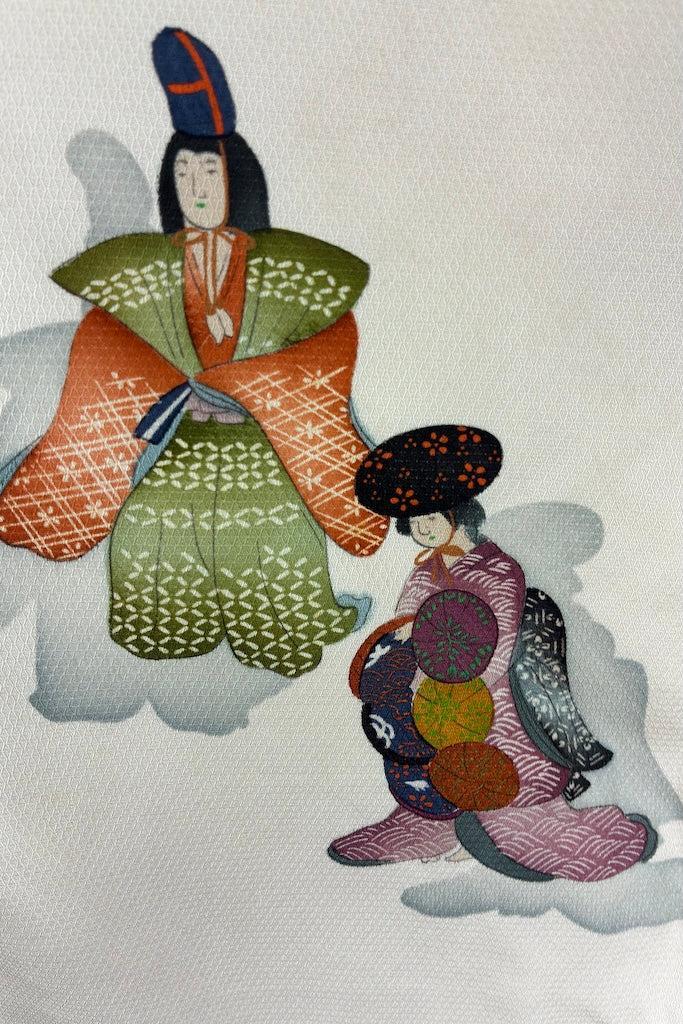 Vintage Traditional Print Silk Kimono-ThisBlueBird