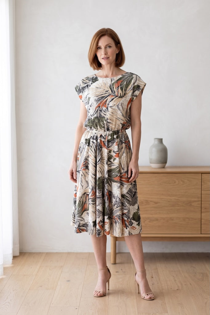 Vintage Tropical Print Dress-ThisBlueBird