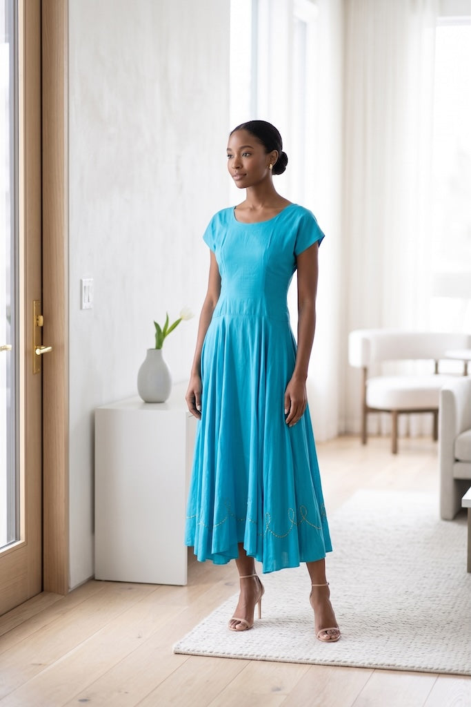 Vintage Turquoise Stars Dress-ThisBlueBird