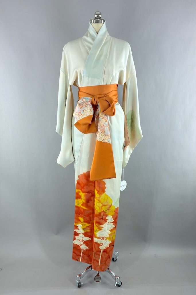 Vintage Watercolor Silk Kimono Robe-ThisBlueBird