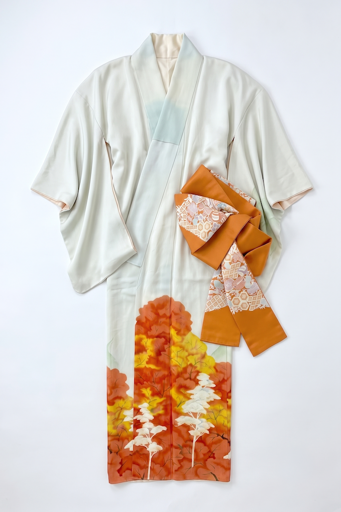 Vintage Watercolor Silk Kimono Robe-ThisBlueBird