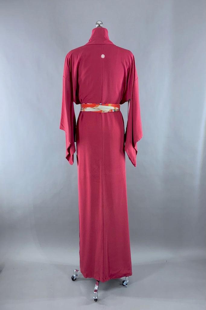 Vintage Watermelon Red Silk Kimono-ThisBlueBird