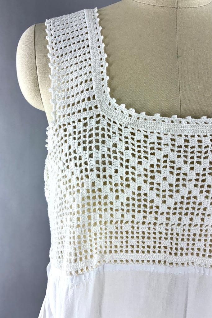 Vintage White Crochet Cotton Summer Dress-ThisBlueBird