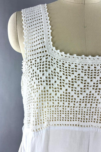 Vintage White Crochet Cotton Summer Dress-ThisBlueBird