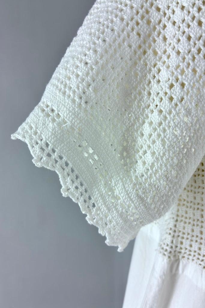 Vintage White Crochet Cotton Summer Dress-ThisBlueBird