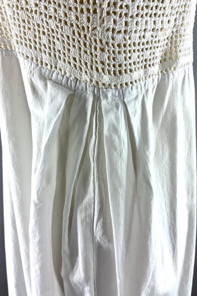 Vintage White Crochet Cotton Summer Dress-ThisBlueBird