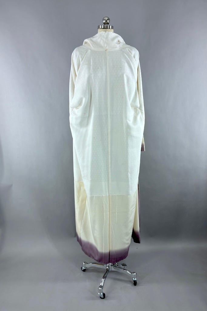 Vintage White Hexagon Print Kimono Robe-ThisBlueBird