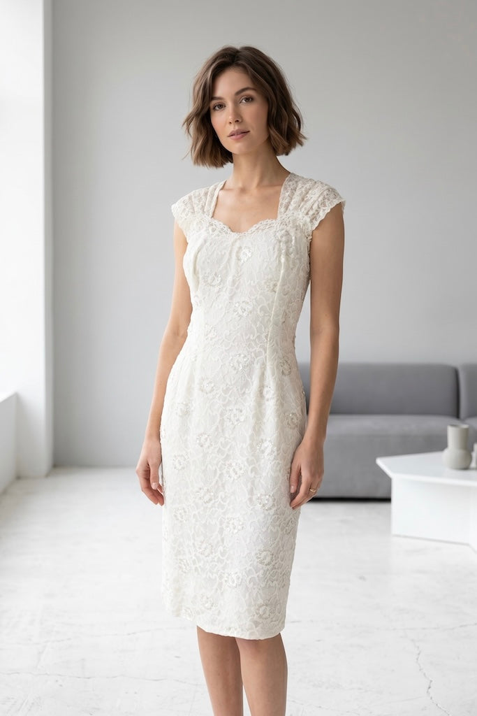 Vintage White Lace Cocktail Dress
