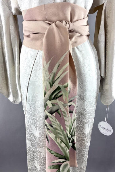Vintage White Silk Kimono Robe-ThisBlueBird
