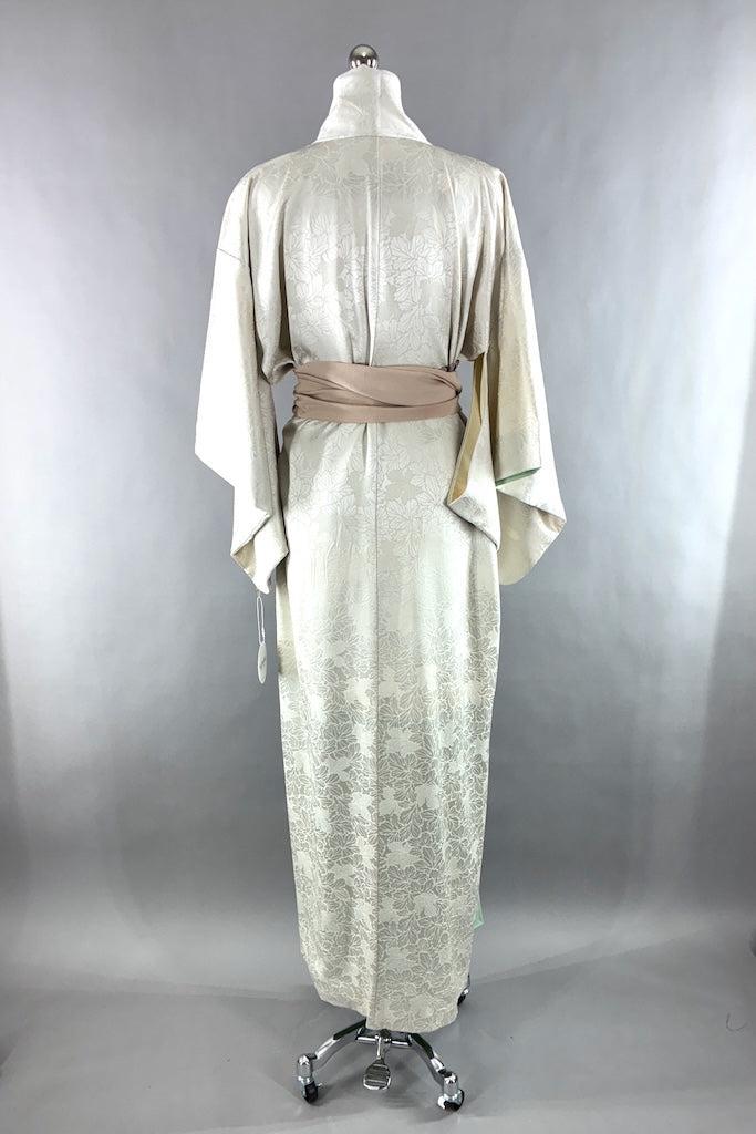 Vintage White Silk Kimono Robe-ThisBlueBird
