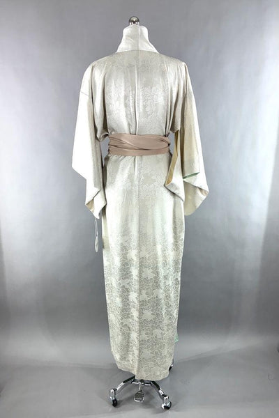 Vintage White Silk Kimono Robe-ThisBlueBird