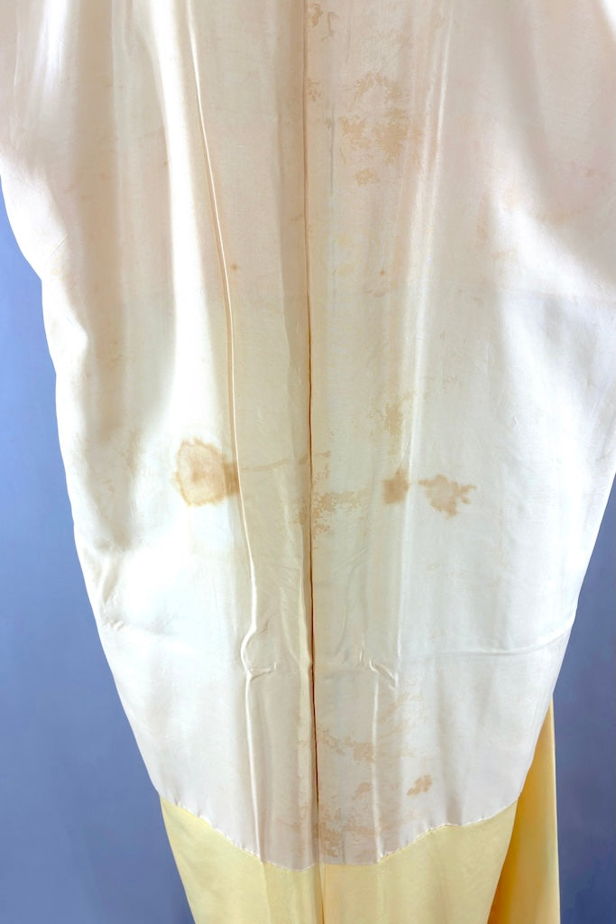 Vintage Yellow &amp; Orange Floral Silk Kimono Robe-ThisBlueBird