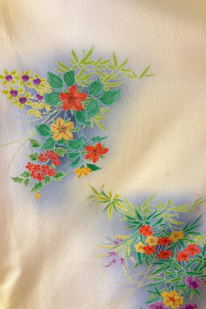 Vintage Yellow Spring Floral Silk Kimono-ThisBlueBird